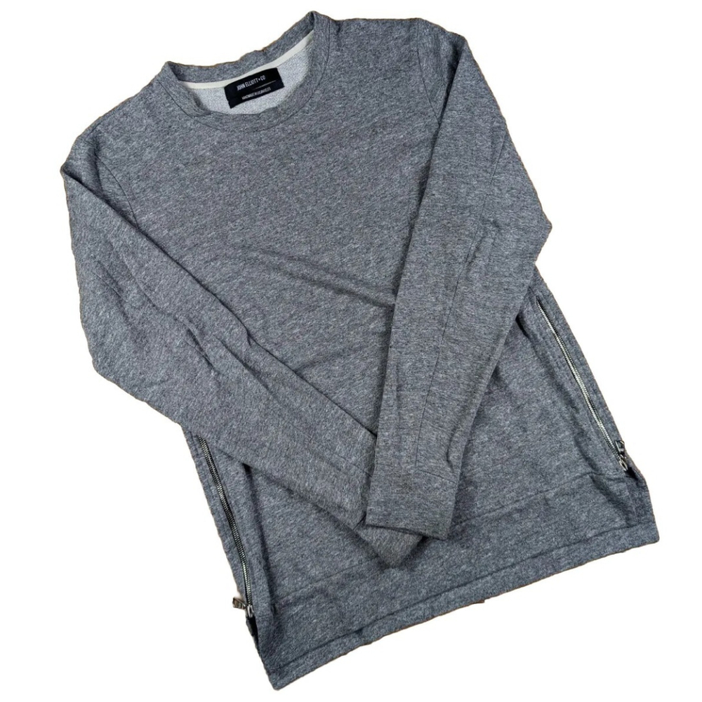 John Elliot Side Zipper Crewneck Sweater Grey Size medium Hidden Pocket